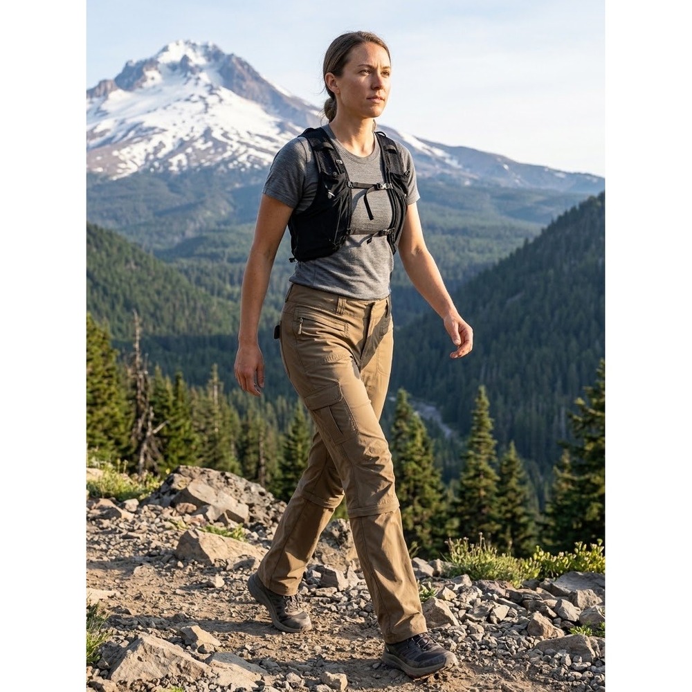 REI Sahara Convertible Hiking Pants Womens 10 Tan Brown Zip Off Cargo UPF 30+